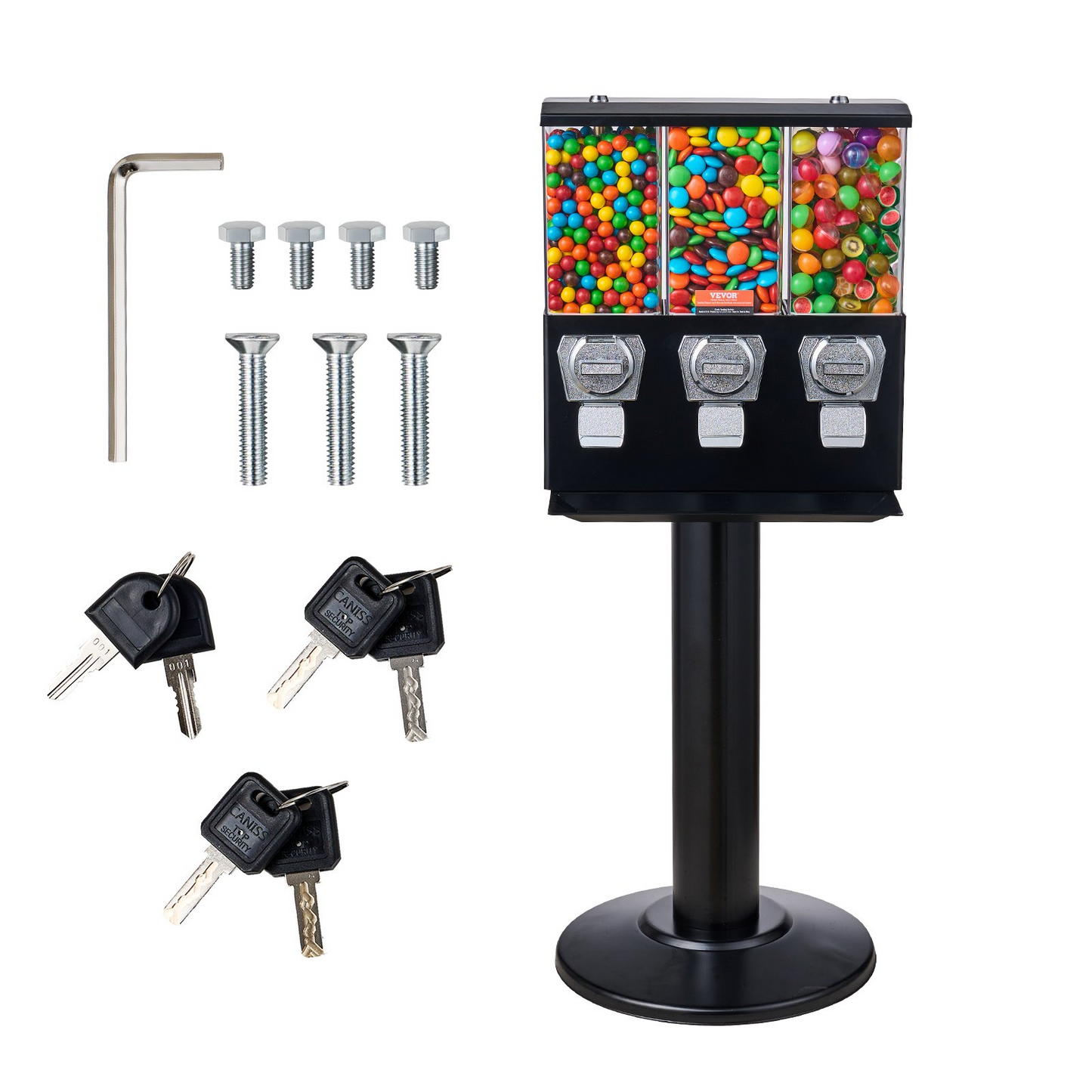 VEVOR Gumball Machine with Stand Vending Coin Bank Vintage Candy Dispenser Black