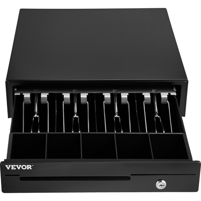 VEVOR Cash Register Drawer, 13" 12 V, for POS System with 4 Bill 5 Coin Cash Tray, Removable Coin Compartment & 2 Keys Included, RJ11/RJ12 Cable for Supermarket, Bar, Coffee Shop, Restaurant