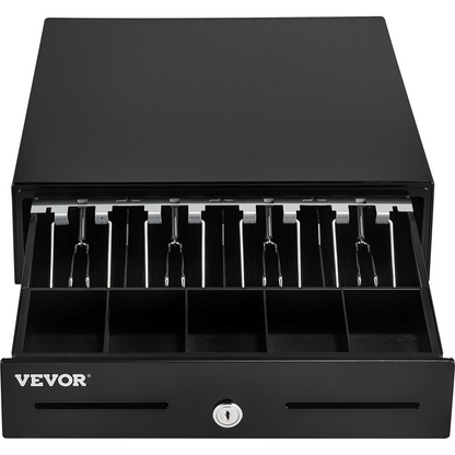 VEVOR Cash Register Drawer, 13" 2 Unlocking Ways, Fully Removable Design with 4 Bill 5 Coin Cash Tray, 2 Keys Included, Compact Size Cash Registers for Supermarket, Bar, Coffee Shop, Restaurant