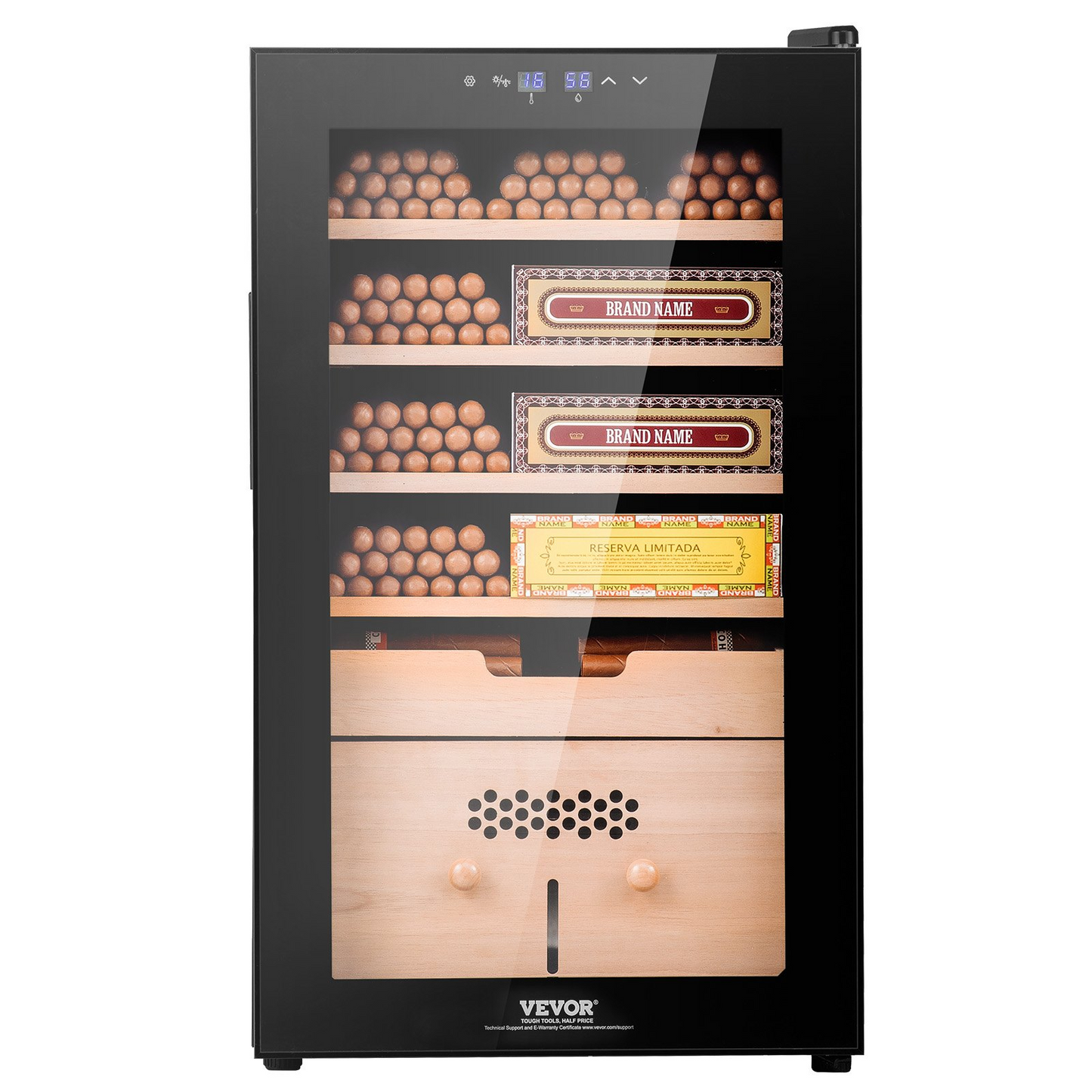 VEVOR Electric Cigar Humidor, 400 Count Cigar Humidor Cabinet with Cooling, Heating & Humidity Control, 5 Layer Spanish Cedar Wood & Double Mirror Glass Cigar Humidor, Gift for Men
