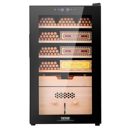 VEVOR Electric Cigar Humidor, 400 Count Cigar Humidor Cabinet with Cooling, Heating & Humidity Control, 5 Layer Spanish Cedar Wood & Double Mirror Glass Cigar Humidor, Gift for Men