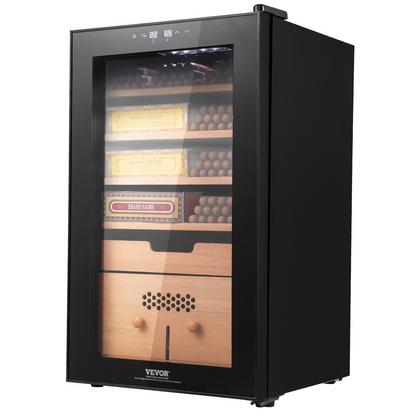 VEVOR Electric Cigar Humidor, 400 Count Cigar Humidor Cabinet with Cooling, Heating & Humidity Control, 5 Layer Spanish Cedar Wood & Double Mirror Glass Cigar Humidor, Gift for Men