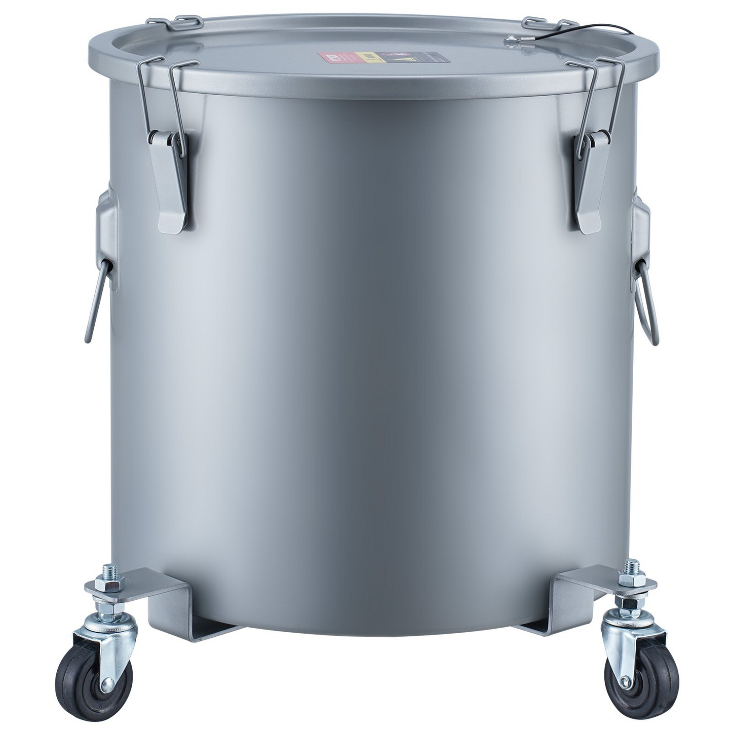 VEVOR Fryer Grease Bucket, 10 Gal Oil Disposal Caddy with Caster Base, Carbon Steel Rust-Proof Coating, Oil Transport Container with Lid, Lock Clips, Filter Bag for Hot Cooking Oil Filtering, Gray