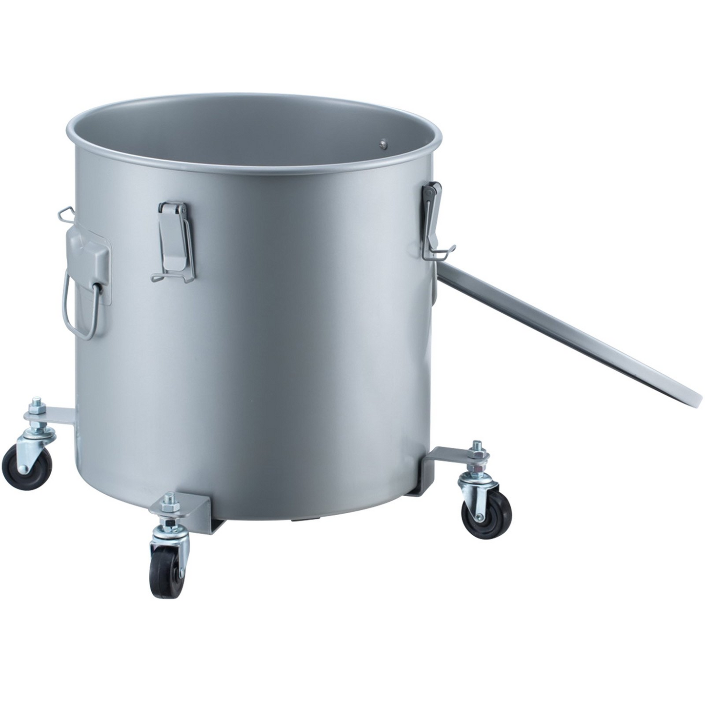 VEVOR Fryer Grease Bucket, 10 Gal Oil Disposal Caddy with Caster Base, Carbon Steel Rust-Proof Coating, Oil Transport Container with Lid, Lock Clips, Filter Bag for Hot Cooking Oil Filtering, Gray