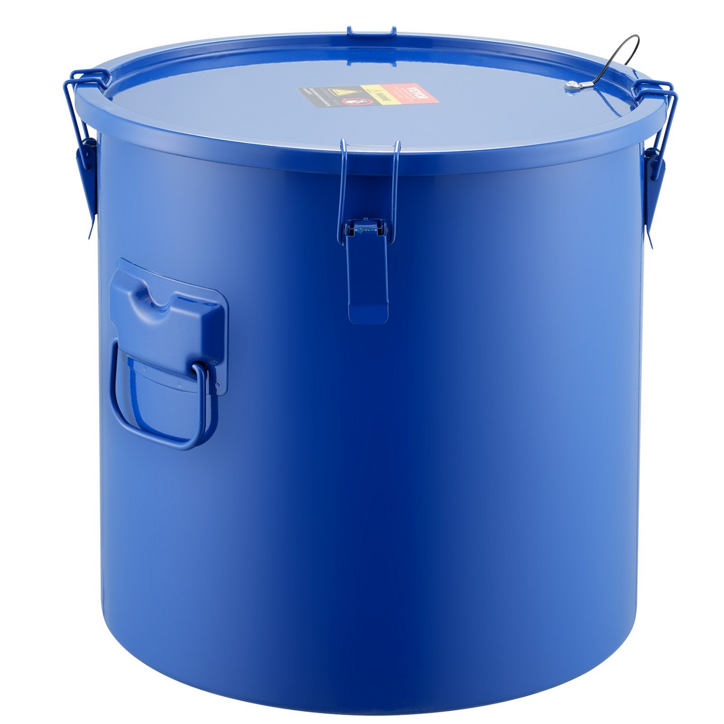 VEVOR Fryer Grease Bucket, 8 Gal Oil Disposal Caddy Carbon Steel Fryer Oil Bucket with Rust-Proof Coating, Oil Transport Container with Lid, Lock Clips, Filter Bag for Hot Cooking Oil Filtering, Blue
