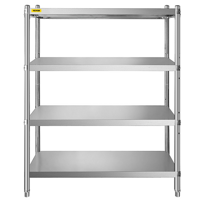 VEVOR Stainless Steel Shelving 46.8x18.5 Inch 4 Tier Adjustable Shelf Storage Unit Stainless Steel Heavy Duty Shelving for Kitchen Commercial Office Garage Storage 330lb Per Shelf
