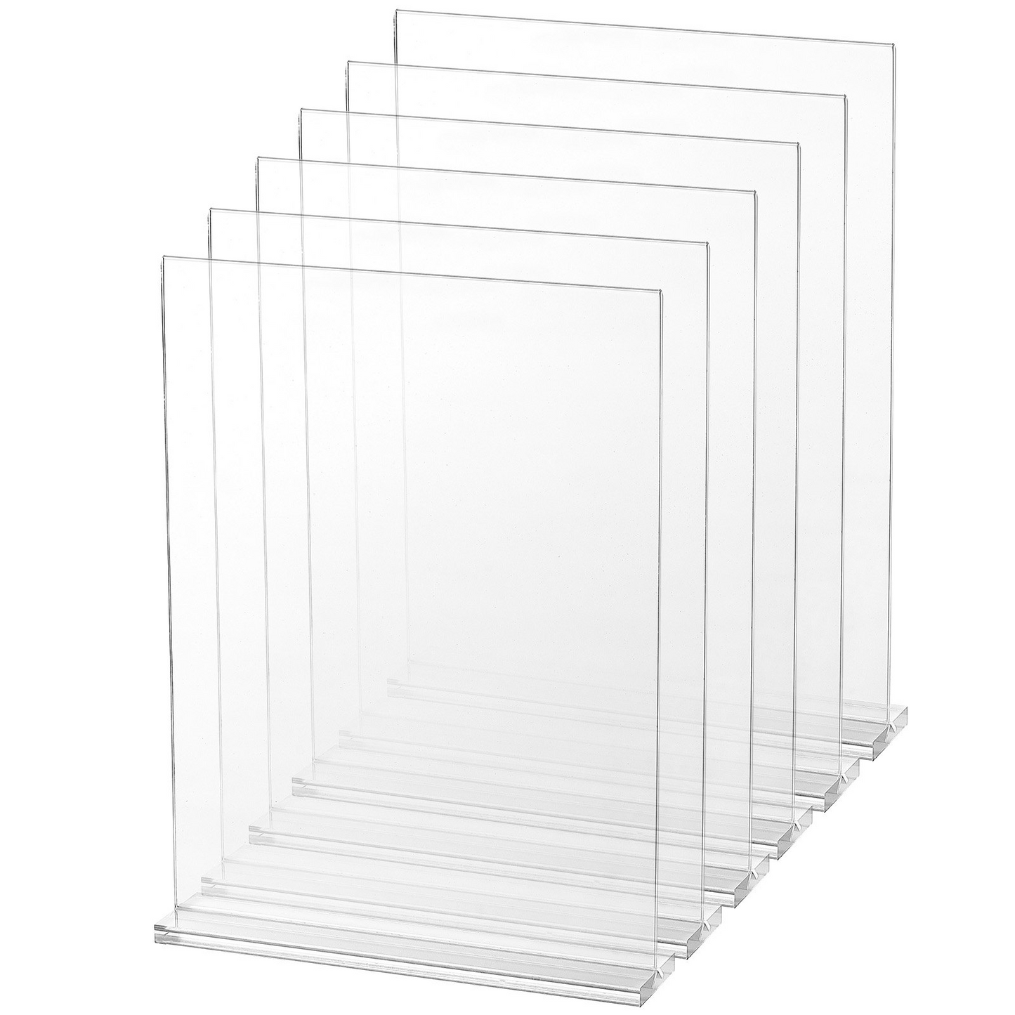 VEVOR Acrylic Sign Holder, 6 Pack 8.5 x 11-inch Brochure Display Holders, T-Shape Double Sided Display Sign Stand, Clear Acrylic Table Menu Photo Paper Holder for Restaurant Office Wedding Bar