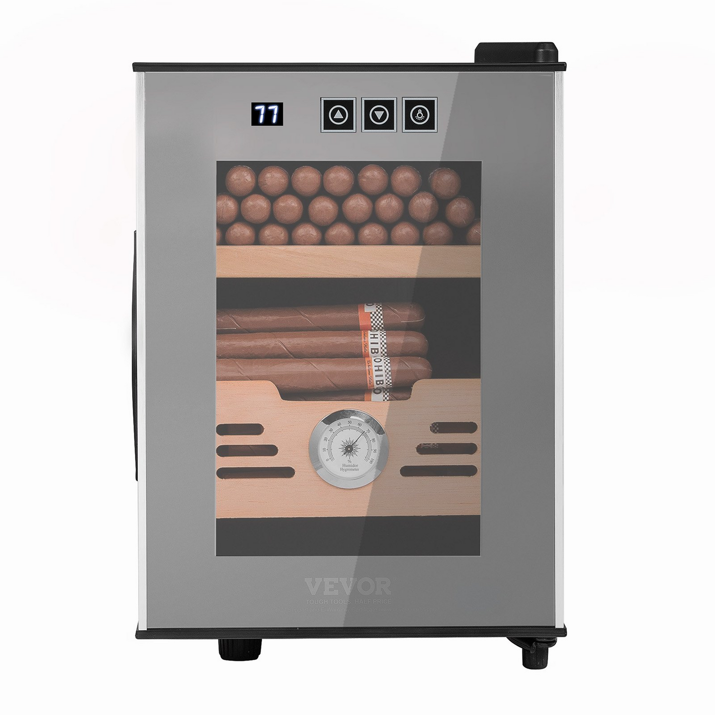 VEVOR Electric Cigar Humidor, 16L Cigar Humidor Cabinet with Heating & Cooling Temp Control System, Spanish Cedar Wood & Tempered Glass & LED Light Cigar Humidor, for Up To 100 Cigars, Gift for Men