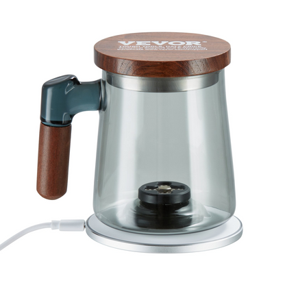 VEVOR Hydrogen Water Cup, 400 ml / 14.1 oz Hydrogen Generator, SPE Technology Portable Hydrogen Water Ionizer Machine with Wireless Charging Base, Hydrogen Rich Water Bottle Glass Health Cup