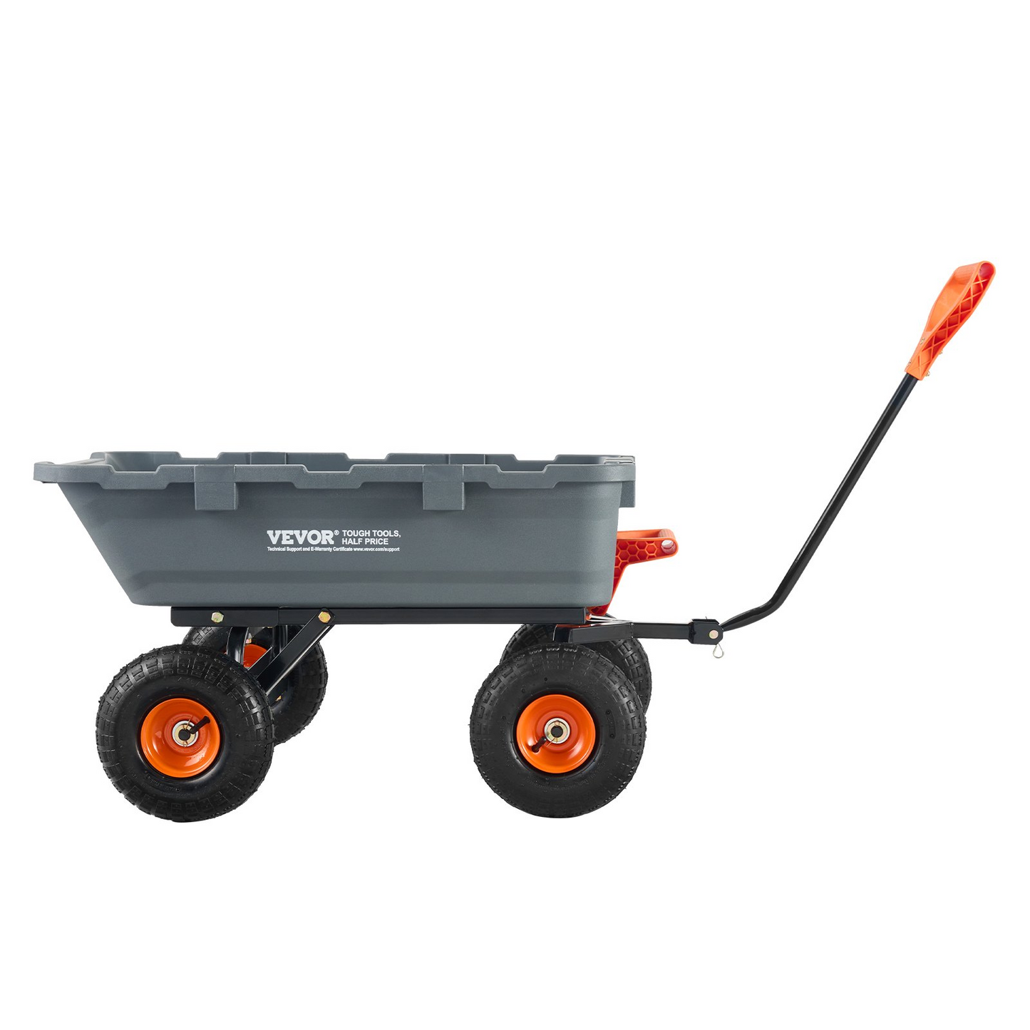 VEVOR Dump Cart, Poly Garden Dump Cart with Easy to Assemble Steel Frame, Dump Wagon with 2-in-1 Convertible Handle, Utility Wheelbarrow 800 lbs Capacity, 10 inch Tires