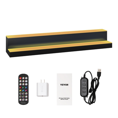 VEVOR LED Lighted Liquor Bottle Display Bar Shelf RF & App Control 40" 2-Step