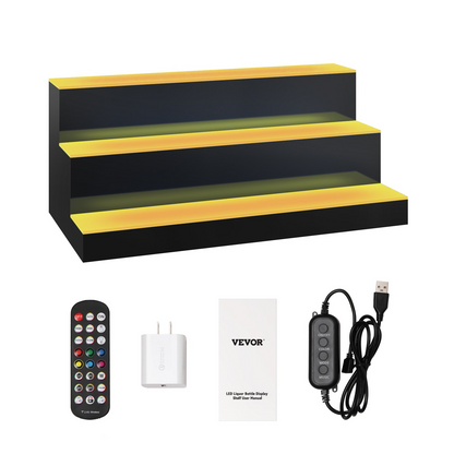 VEVOR LED Lighted Liquor Bottle Display Bar Shelf RF & App Control 24" 3-Step