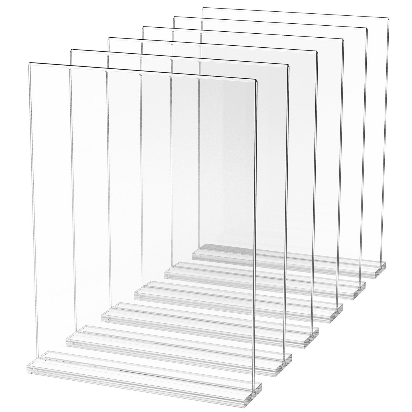 VEVOR Acrylic Sign Holder, 6 Pack 8.5 x 11-inch Brochure Display Holders, T-Shape Double Sided Display Sign Stand, Clear Acrylic Table Menu Photo Paper Holder for Restaurant Office Wedding Bar