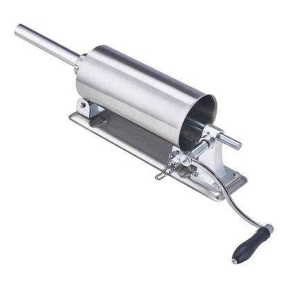 VEVOR Manual Sausage Stuffer, 2.5 L / 6 LBS Horizontal Sausage Machine with U-type Clamp, Made of Food-Grade Stainless Steel, Includes 8 Stuffing Tubes, for Home Kitchen Restaurant Commercial