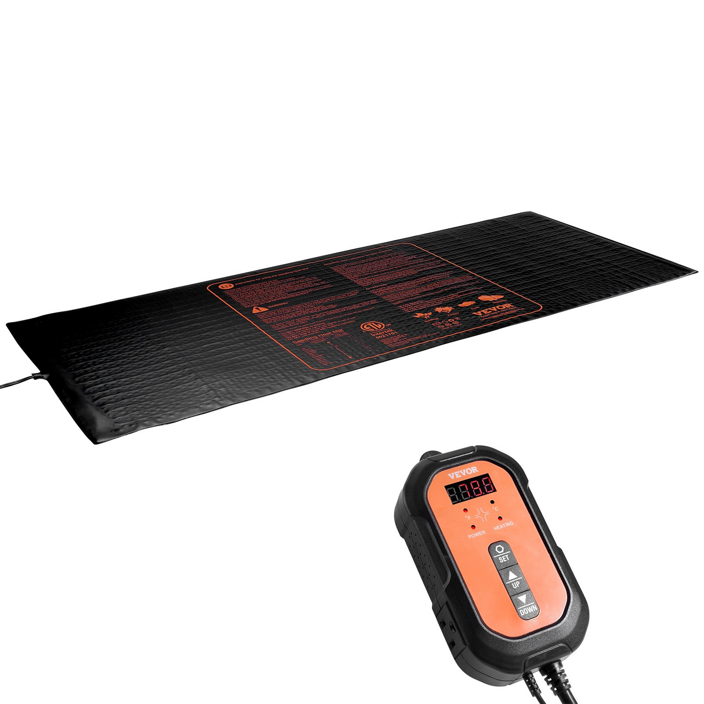 VEVOR 48"x 20.75" Seedling Heat Mat w/ Digital Thermostat Combo Set, MET-Listed Heating Pad for Seed Starting, Waterproof Seed Mats for Germination, Indoor Gardening, Hydroponic, Greenhouse, 1 Pack