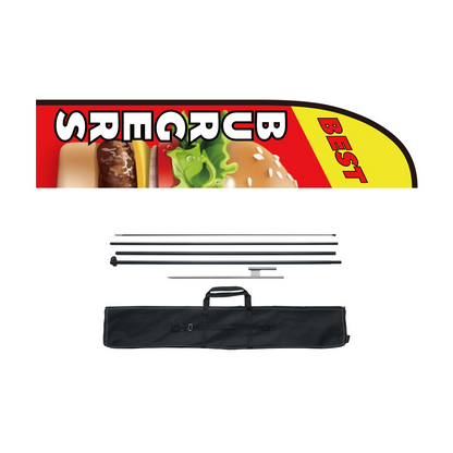 VEVOR Burger Restaurant Advertising Feather Flag Kit Swooper Flag Poles 16.3 FT