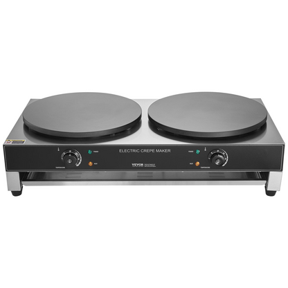 VEVOR 16-Inch Electric Crepe Maker Commercial Crepe Machine 3400W Double Head
