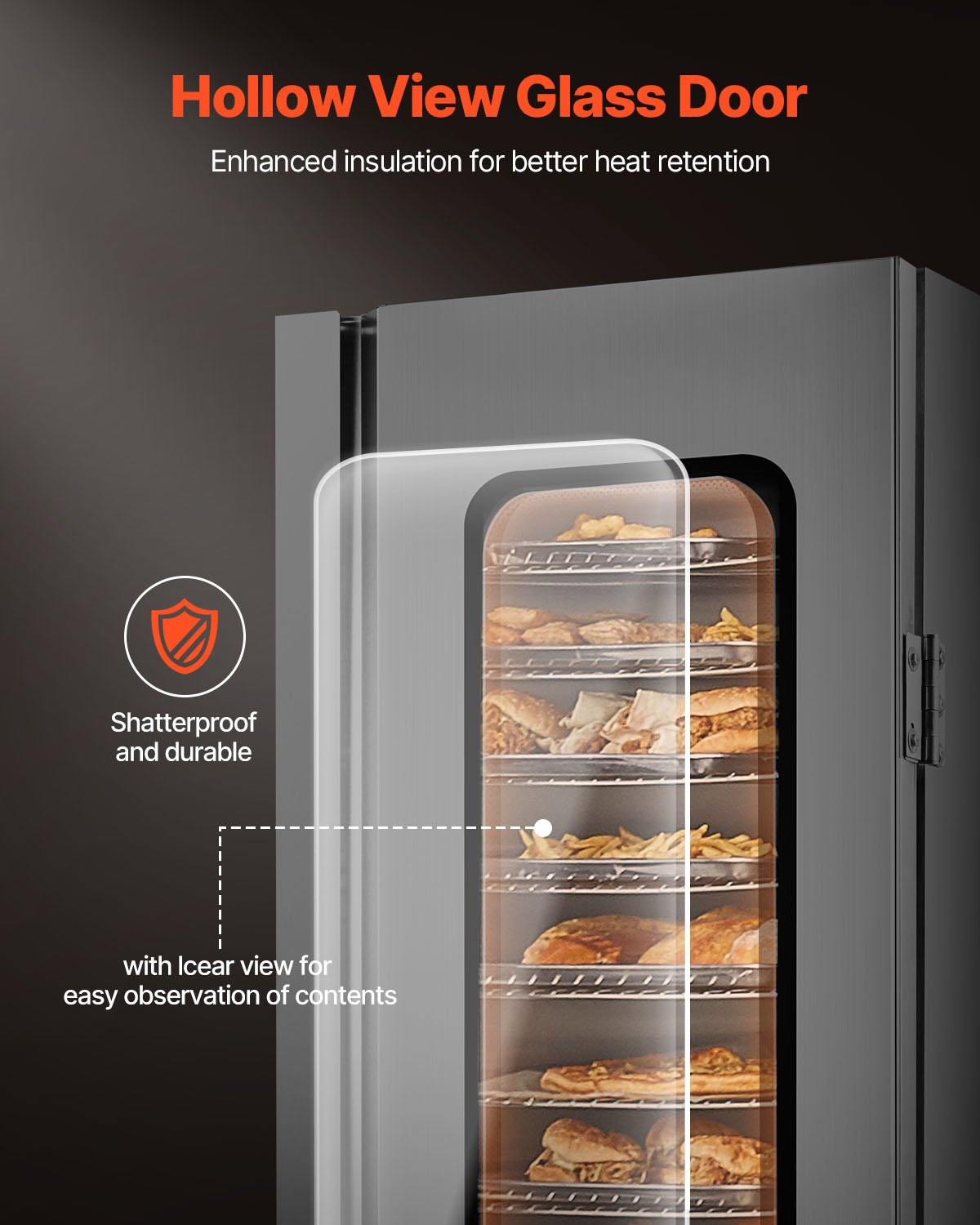 Hot Box Food Warmer 16-Tier Concession Warming Cabinet with Water Tray for Pizza