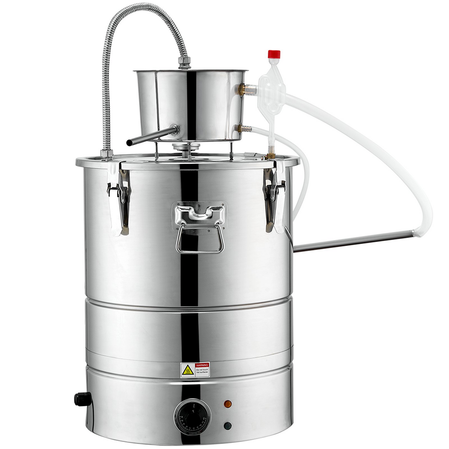 VEVOR Alcohol Still, 15 Gal 50L Water Alcohol Distiller, Home Distillery Kit include Stainless Steel Tube & Pump & One-way Exhaust Valve & Thermometer (30-120℃ ) for DIY Whisky Wine Brandy, Silver