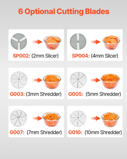 Food Processor Vegetable Chopper w/ 6 Blades Food-Grade Stainless Steel Blender