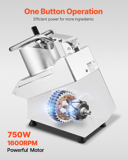 Food Processor Vegetable Chopper w/ 6 Blades Food-Grade Stainless Steel Blender