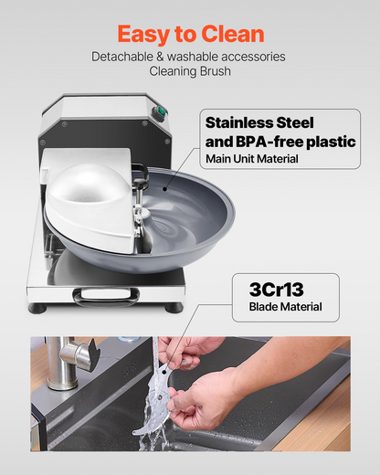 Food Processor Vegetable Chopper 3000RPM Food-Grade Stainless Steel Blender